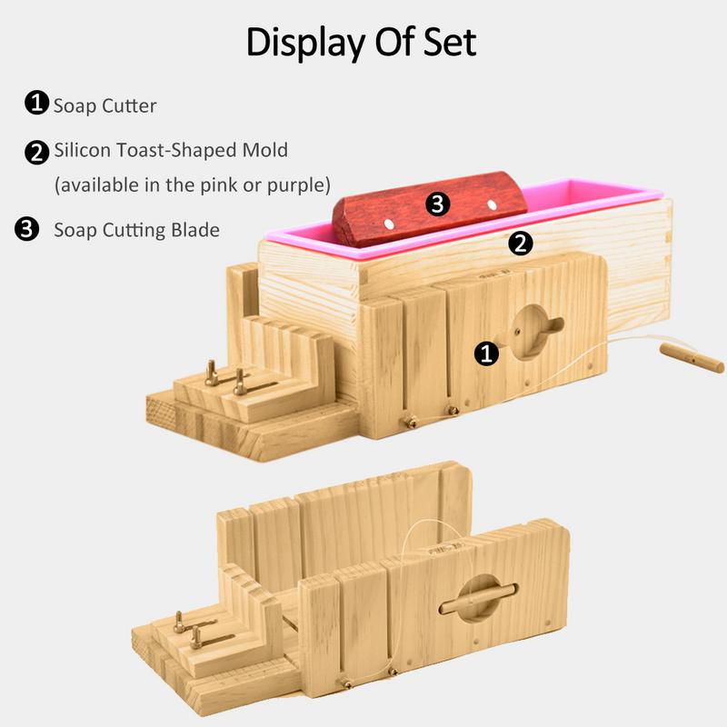 Силиконовая форма для мыла с деревянной коробкой, приспособление для нарезки хлеба, резак для мыла ручной работы, набор материалов для мыла и свечей