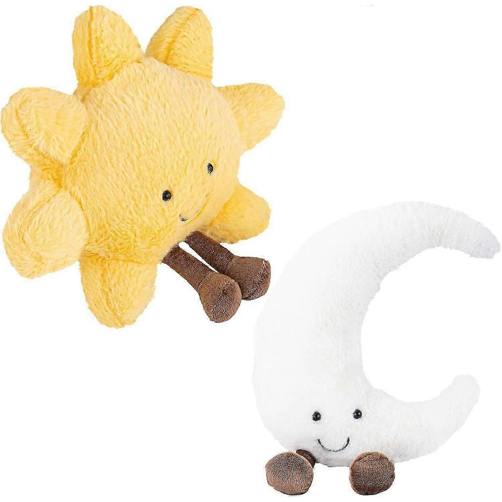 Sun and Moon Plush, Smiling Fun Filled Sun Pillow, 12" Moon and Sunshine Animal Pillow Soft Plush Toy for Children's Birthday Gift