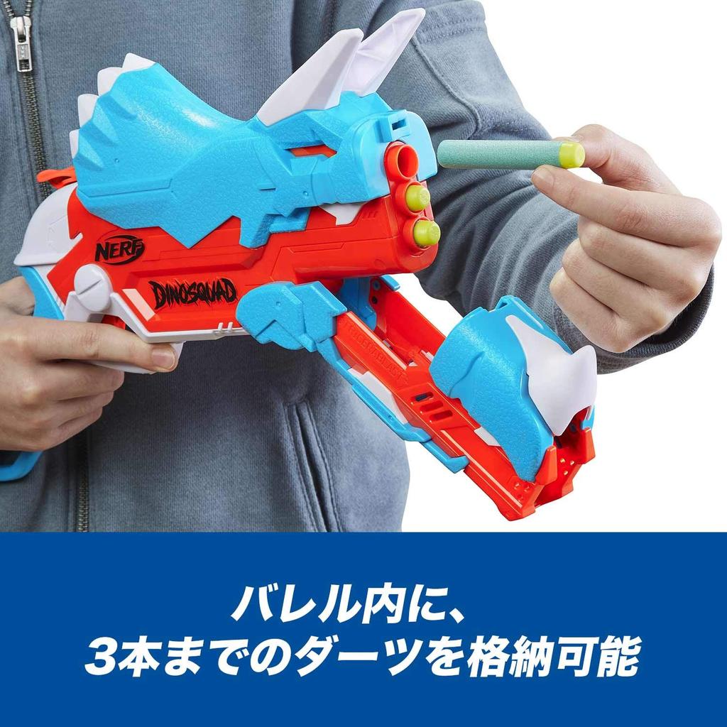 Hasbro Nerf Dino Squad Tricera Blast 12 официальных дротиков Nerf Elite в комплекте 3 открывающихся дротика, заряженных для хранения дротиков, дизайн трицератопса-динозавра F0803