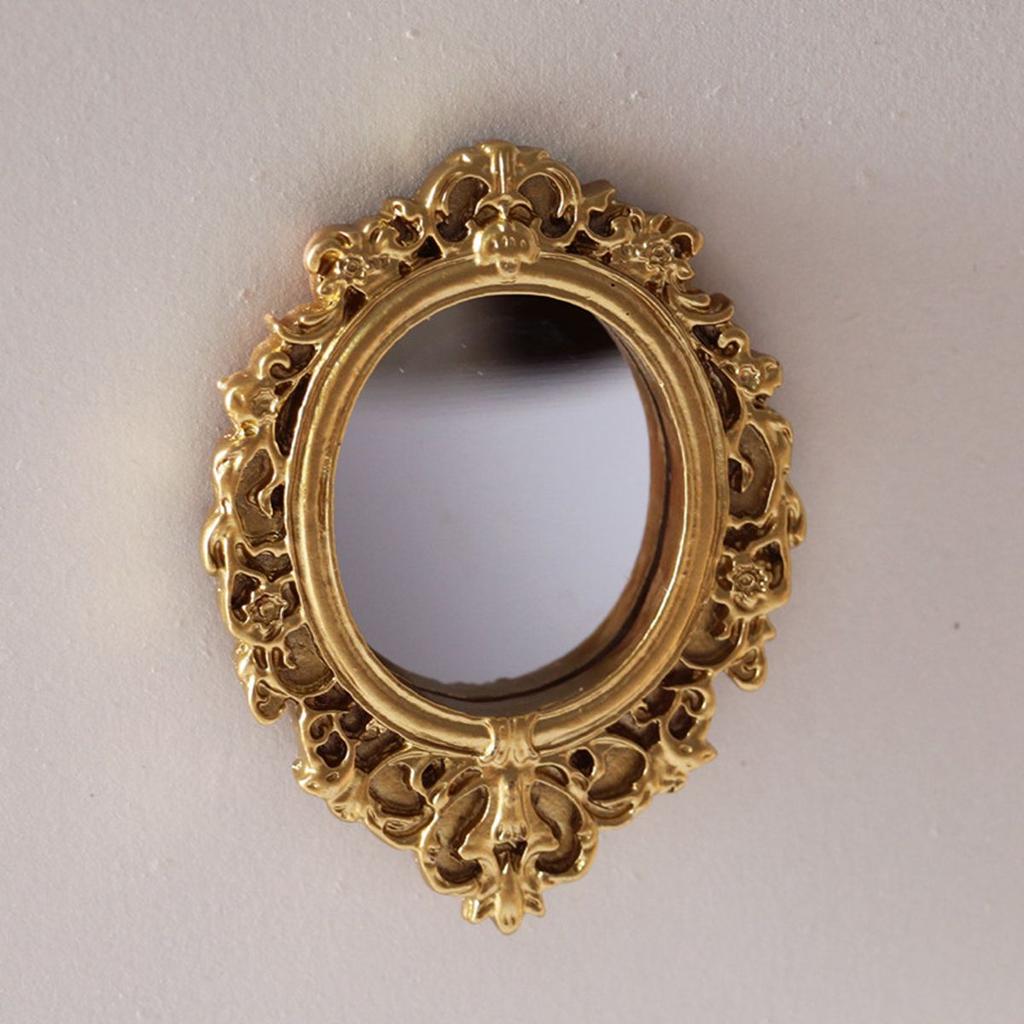 European Frame 1/12 Tiny Mini Victorian Dollhouse Mirror Miniature Ornament Furniture