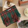 Plush Plaid Wool Scarf Tassel Long Shawl Retro Winter Cashmere Scarves  Autumn Winter
