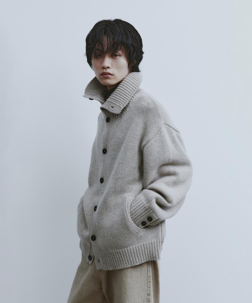 YOUTH Heavy-Weight Knit Cardigan - Melange Beige