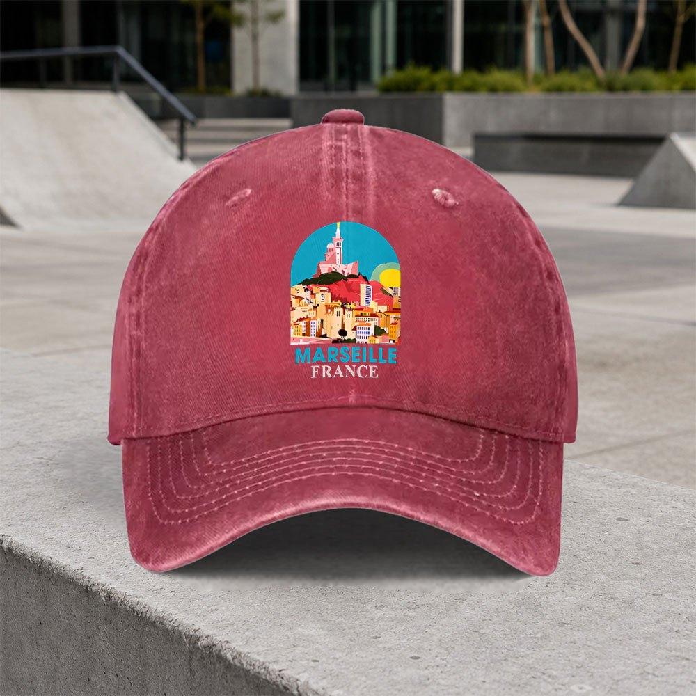 Marseille French Scenery Baseball Cap Adjustable Duckbill Hat for Outdoor Daily Wear Parties Lightweight Unisex
