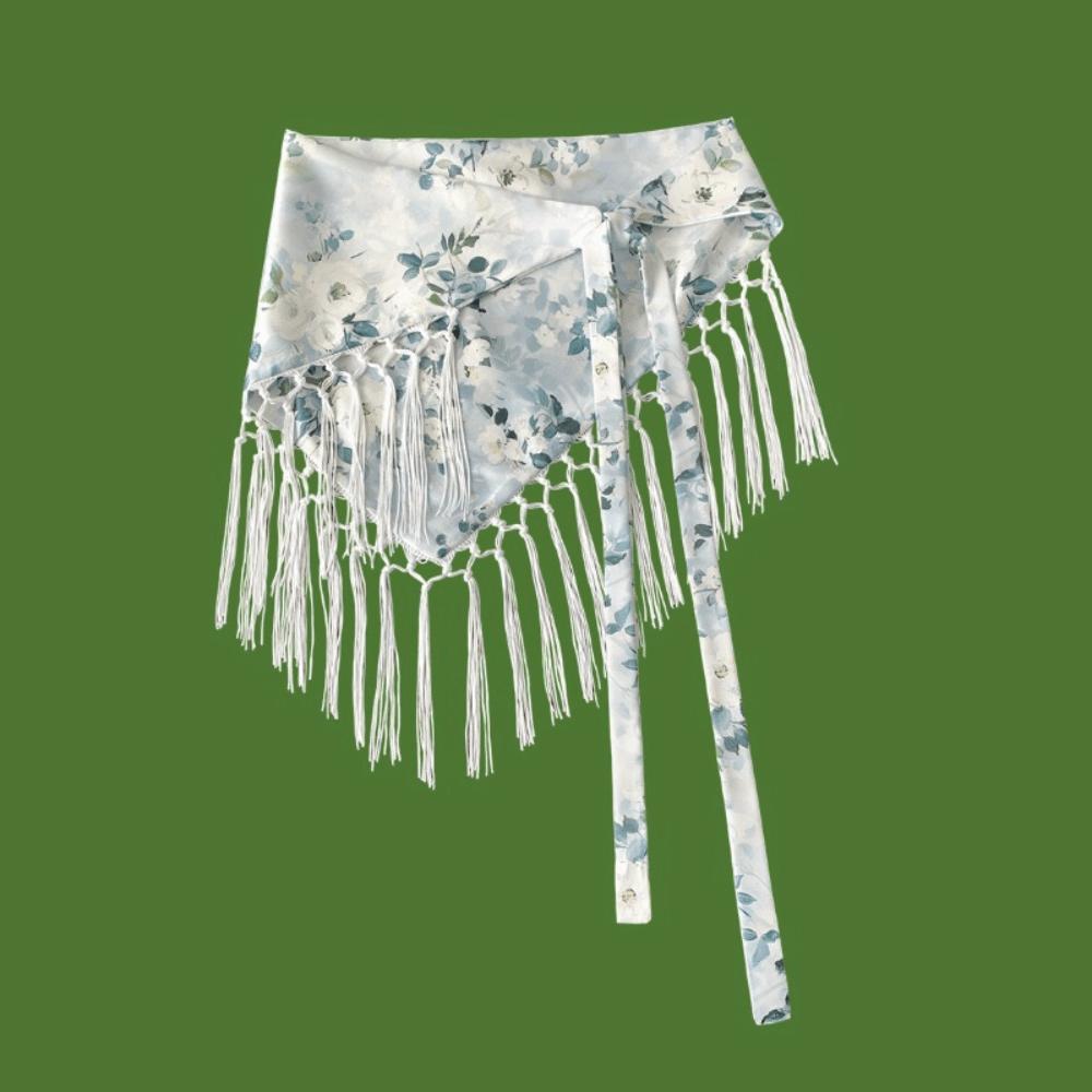 Tassels Fringe Waist Belt Embroidery Floral Triangular Belt Triangle Waistband Dress Jeans Decor