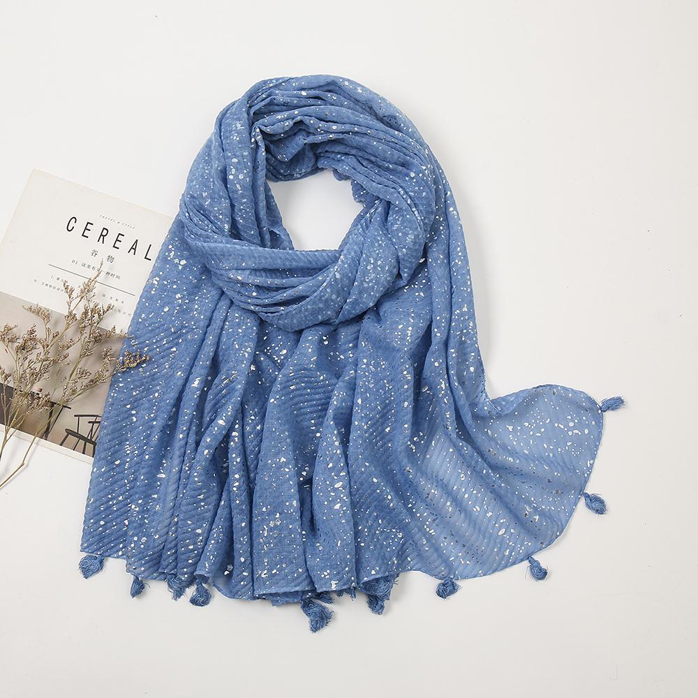 Блестящие мусульманские хиджабы, хлопковый шарф для женщин, большой размер, длинные шали, палантины, обертывания, исламский тюрбан, головной платок 190*85см