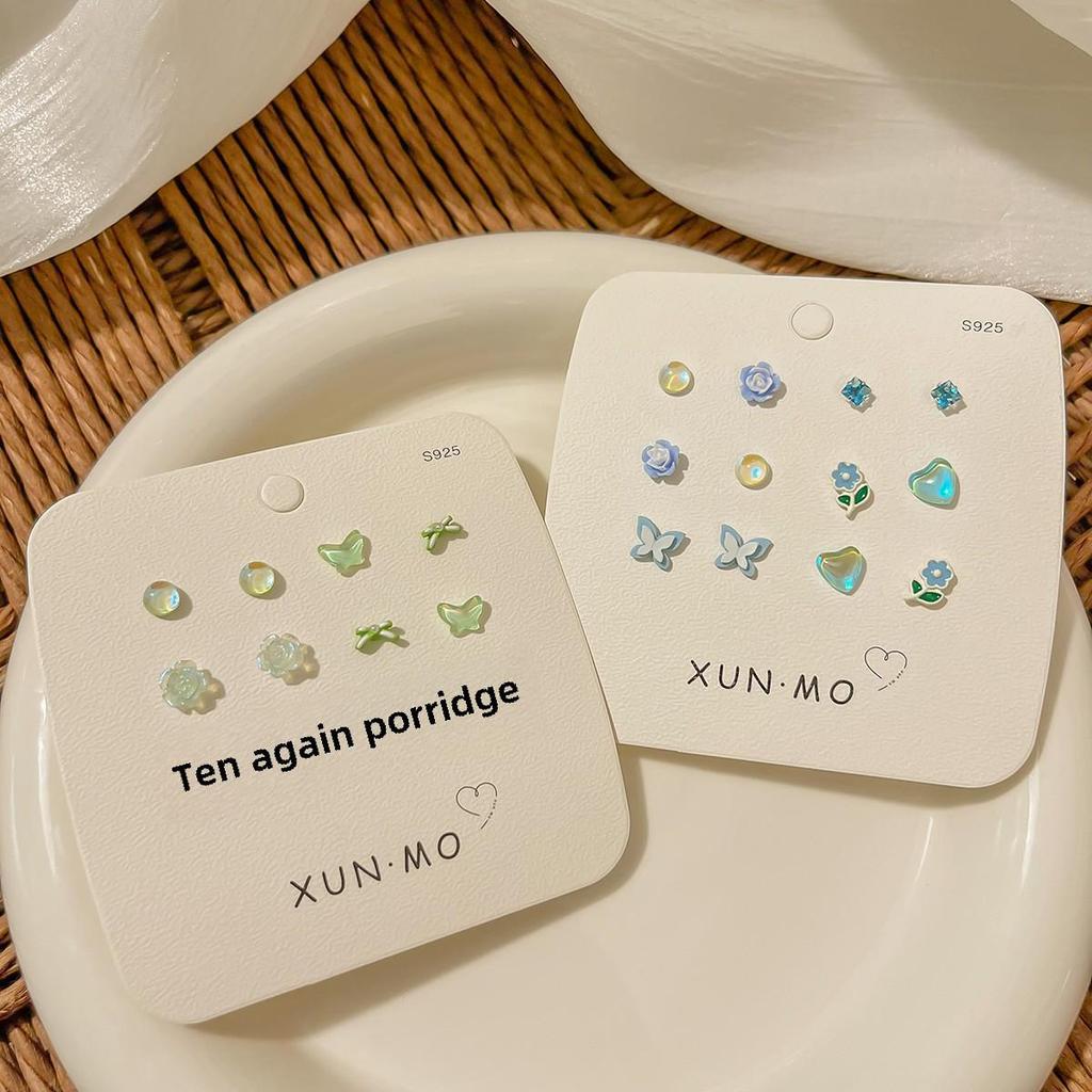 Летний комплект из серебряных сережек-игл: Милые, свежие, универсальные ушные косточки и гвоздики