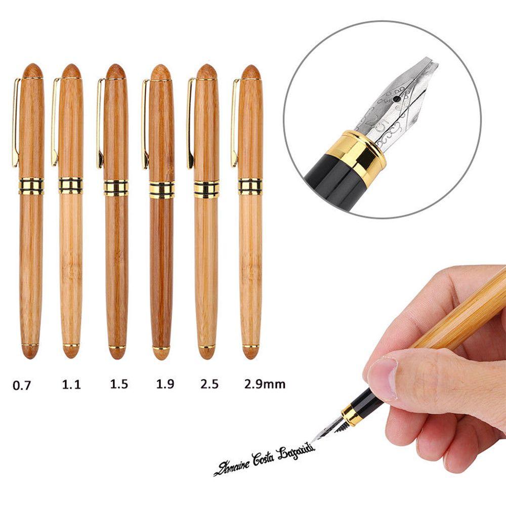 0.7mm-2.9mm Art Fine Nib Calligraphy Stationery Broad Stub Bamboo Fountain Pens Chisel-pointed
