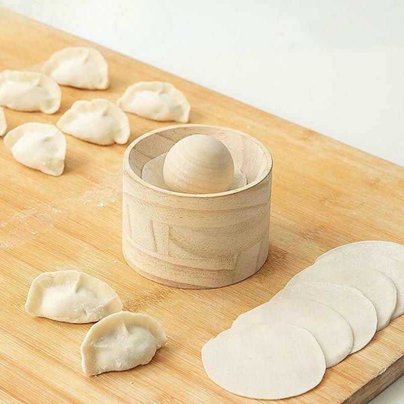 Handmade Circular Dumpling Rolling Machine, Home-use, Water-based Dough Sheet, Wooden Dough Pressing Mold