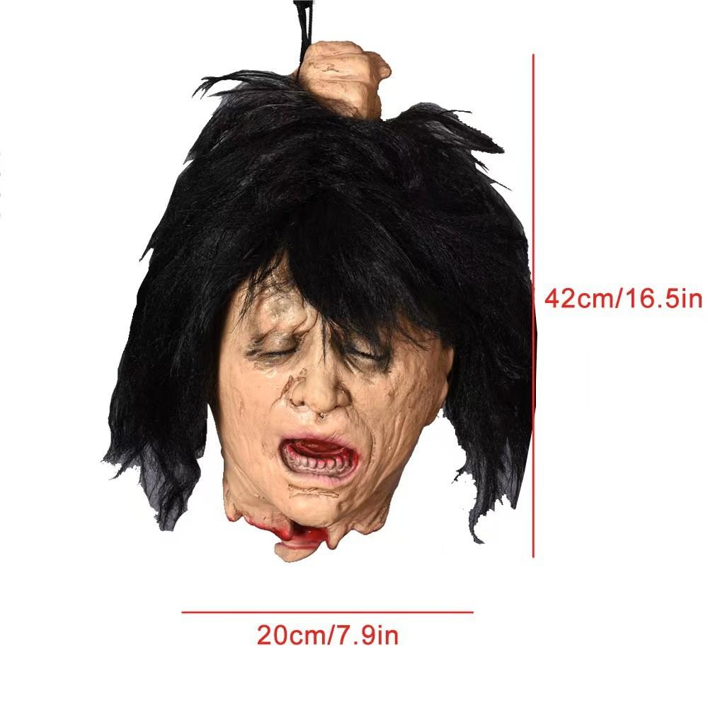 Halloween Horror Latex Head With Curly Hair For Haunted House Decor And Pranks