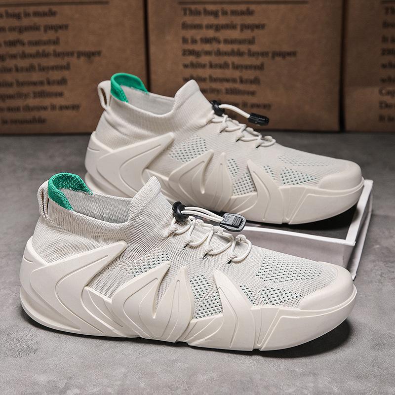 2025 осень новые дышащие мужские повседневные туфли модные трендовые туфли летящая тканая сетка универсальные спортивные мужские туфли
