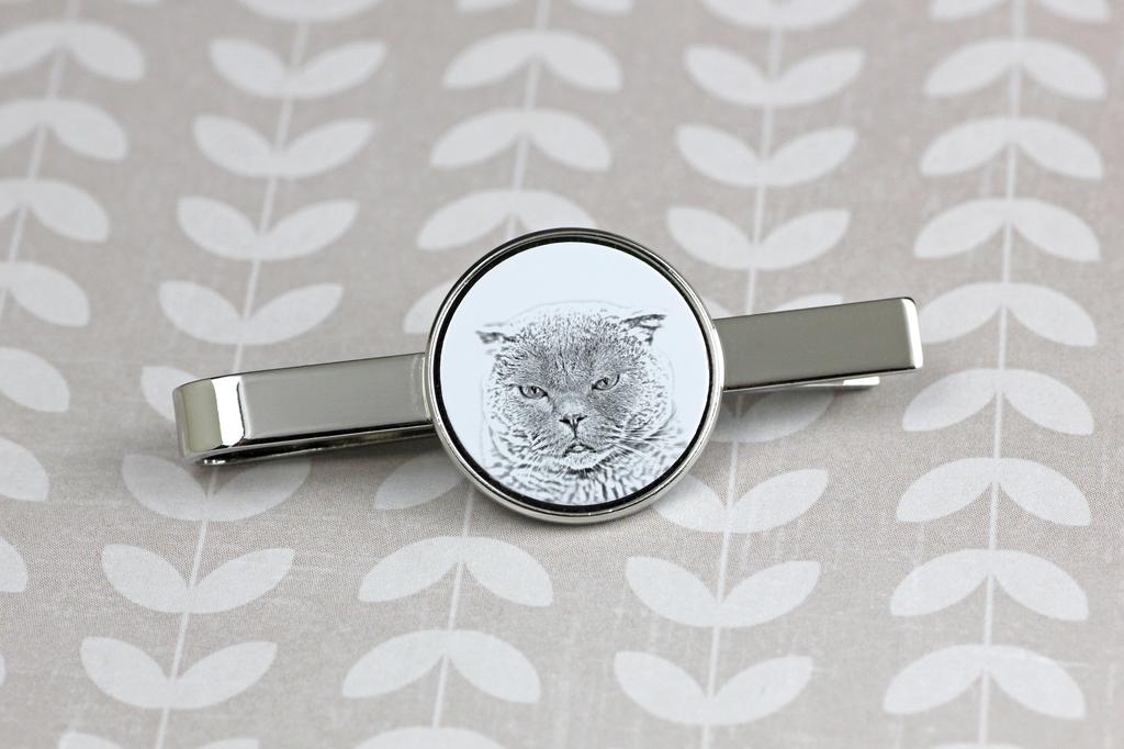 Scottish Fold – Cat tie clip, personalized tie clip | Art-Dog