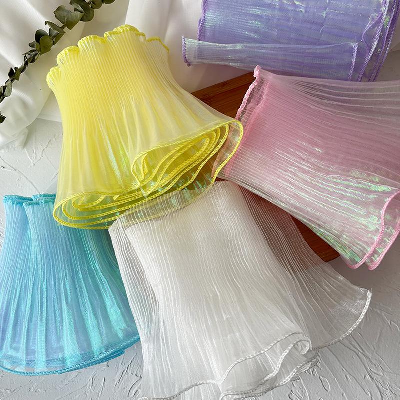 Прозрачное кружево «Большая волна» в синих и прозрачных оттенках, шириной 15 см, 1 ярд