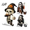 Seasonal Toilet Lid Decorations Halloween Skeleton Sticker Funny Pooping Decal Spooky Bathroom Decor for Adhesive Waterproof Sticker Tank