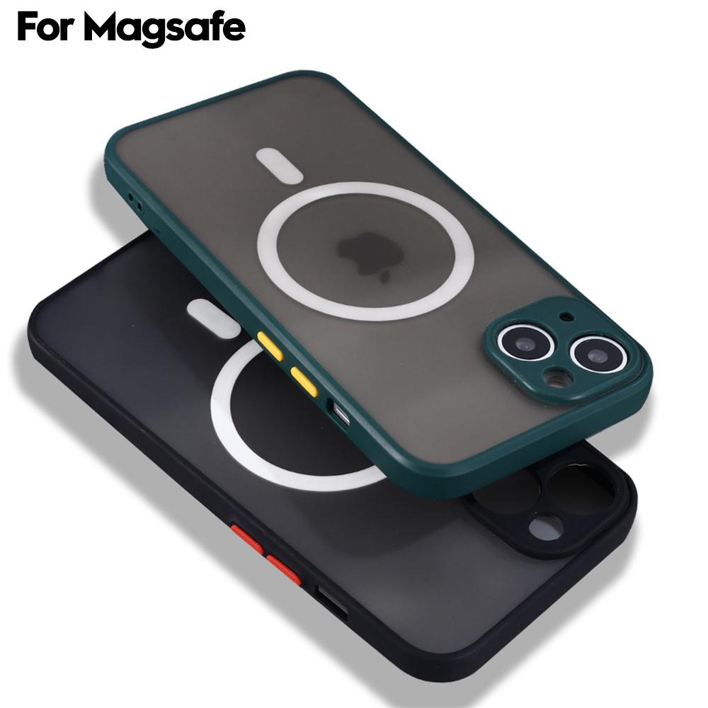 Прозрачный матовый защитный чехол для Magsafe, магнитный чехол для Iphone 14 13 12 Pro Plus Max Mini с беспроводной зарядкой, жесткий ПК Defender Funda