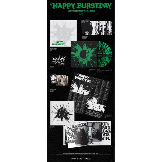 Черный Сплэттер Цвет Вечнозеленый LP Версия SEVENTEEN 5-й Альбом HAPPY BURSTDAY