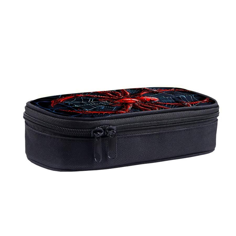 Red Spider Cute Pen Pencil Pouch Bag Case Simple Zipper Cloth in Solid Colors Portable Stationery Case for Girls Boys for School