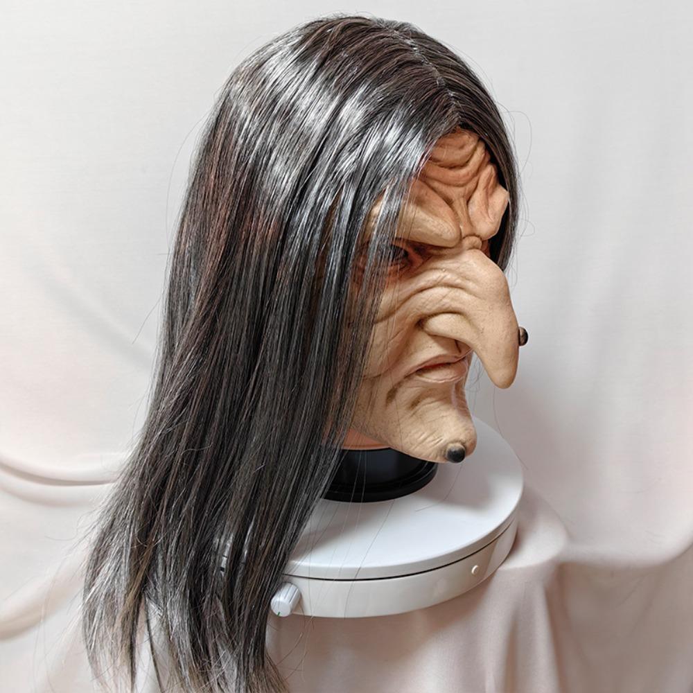 Многоразовый головной убор ведьмы на Хэллоуин из латекса, головной убор для косплея старушек, маска для лица бабушки, наряд