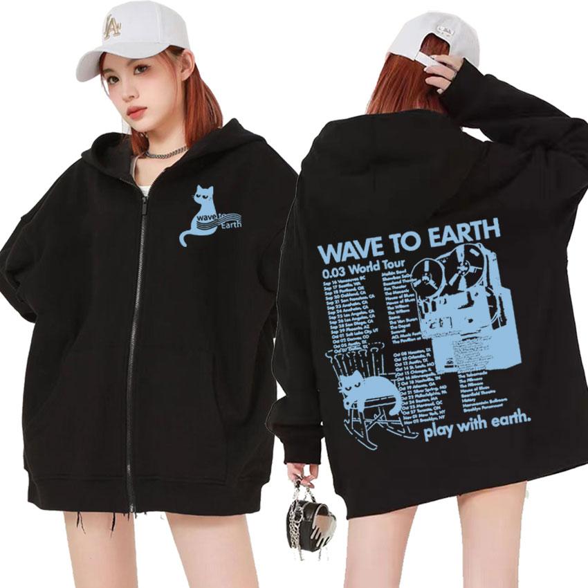 Wave To Earth Cat 0.03 World Tour Album Толстовка с капюшоном на молнии унисекс модная эстетическая толстовка на молнии мужская повседневная флисовая куртка с капюшоном