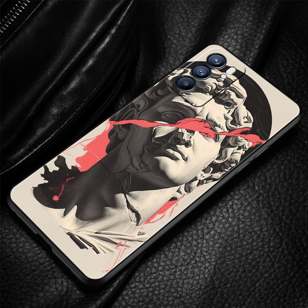 Fashion Ancient Greek Statues Phone Case For Oppo A17 A31 A54 A57 A78 A79 A98 Find X5 X6 Reno 6 7 8 10 11 12 13 F Pro Soft TPU