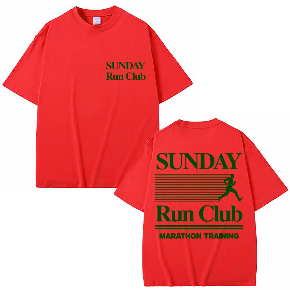 Sunday Running Club Graphic Summer T Shirt Cotton Breathable Sporty  Jogging Tshirts Unisex Women Oversized Cotton Casual Tshirt