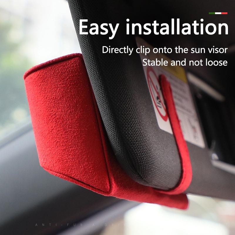 MWAY1 Suede Car Sun Visor Glasses Box Car Badge Sunglasses Clips Glasses Box For Mercedes Benz AMG W177 W176 X166 X167 C257 C218 X253