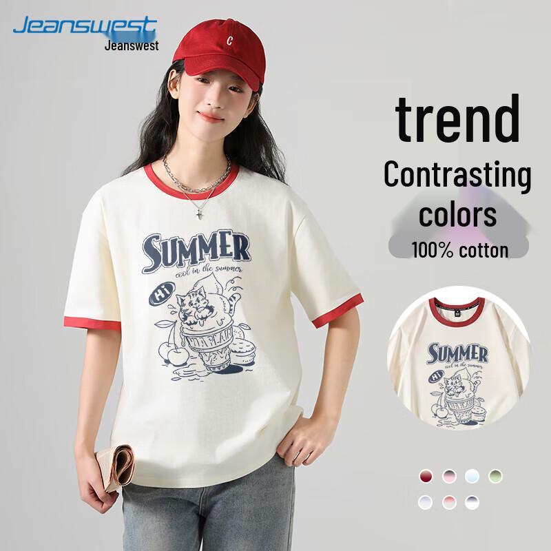 Женская хлопковая футболка Jeanswest с цветовыми блоками