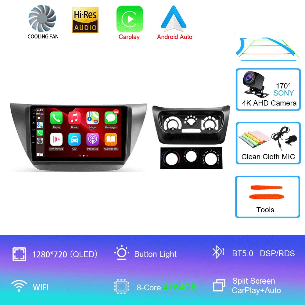Автомагнитола Android 14 Carplay Для Mitsubishi Lancer 9 CS 2000 2001- 2010 Навигация GPS Мультимедийный проигрыватель WiFi+4G Стерео видео BT
