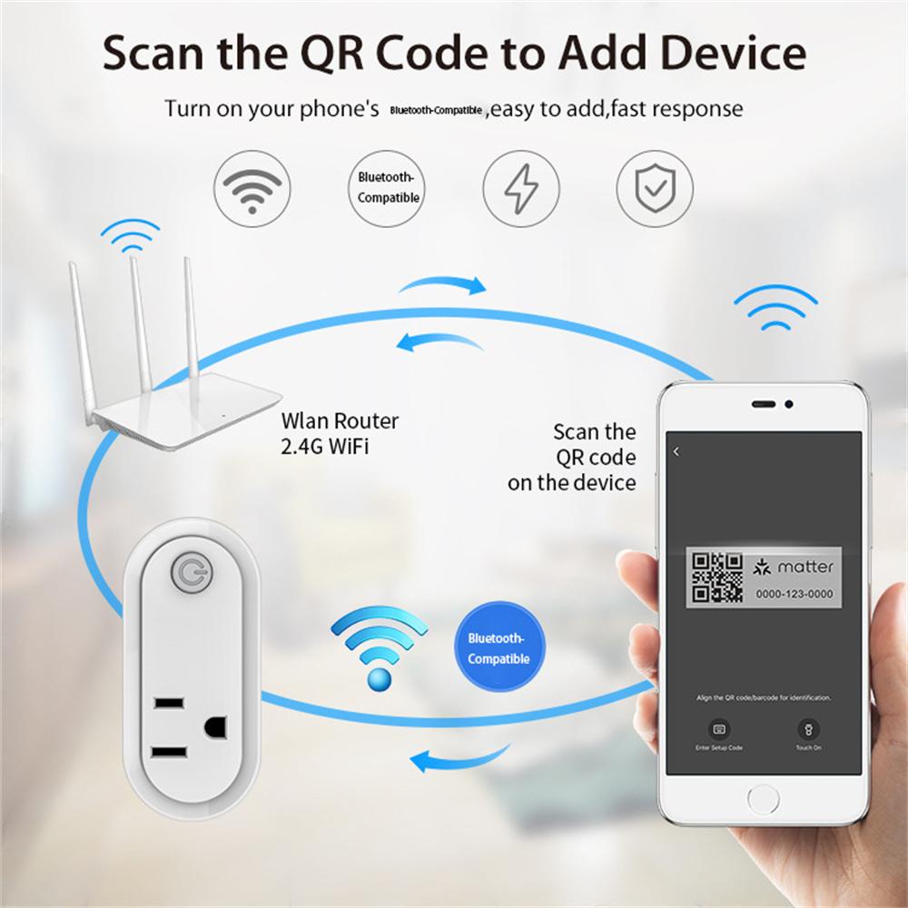 NEO NAS-WR12WM Tuya Matter WiFi Smart Plug 15A US Plug Smart Socket with Power Metering for Apple/Google/Amazon