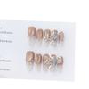 Women Long Press‑On Nails Pure‑Handmade Pink Cat Eye European‑American Zircon Flower Sparkling False Nail Patches