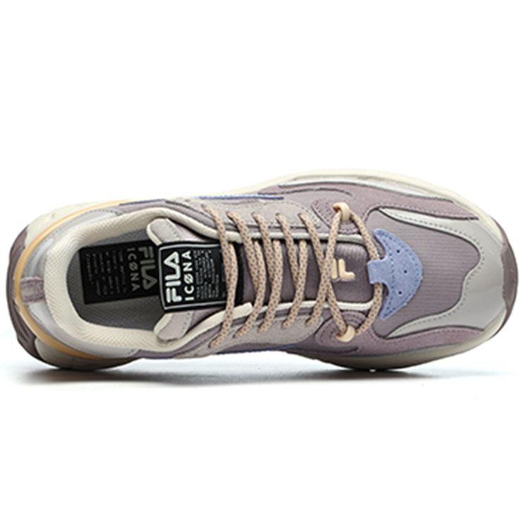 Fila Fabric Two-Layer Cowhide Two-Layer Suede Comfortable Versatile Low-Top Dad Shoes Women Sneaker Purple Gray F12W144159FPP
