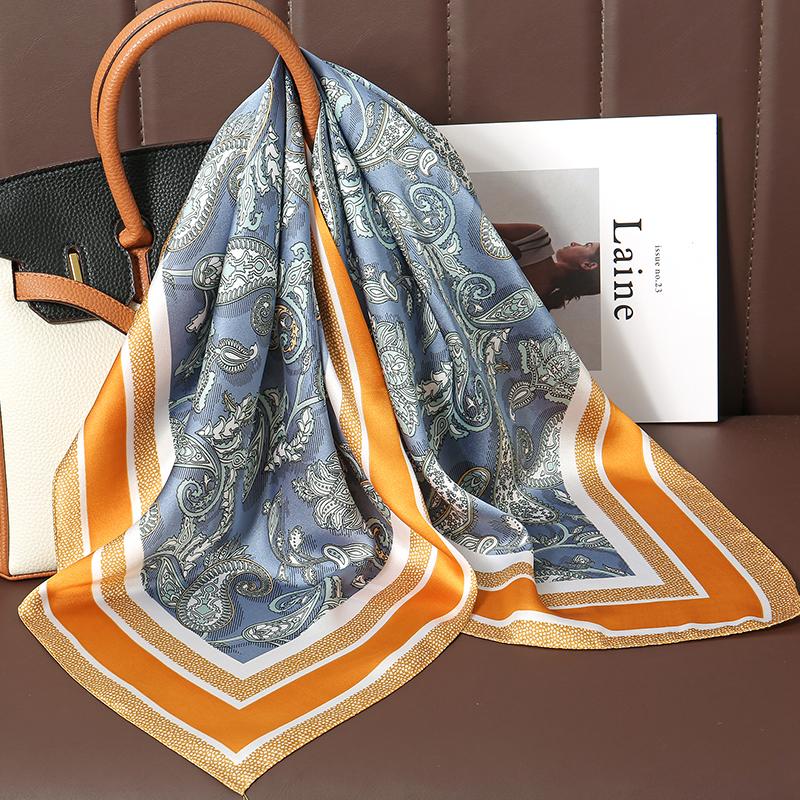 Роскошные повязки для волос хиджаб квадратный шелковый шарф для женщин шейный платок женский атласный платок лента повязка на голову модные обертывания бандана