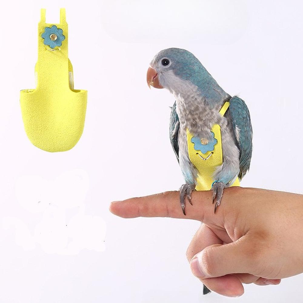 Premium Velvet Bird Diaper Adjustable Velcro Flight Suit with Poop Pocket Pants for Parrots (Budgie, Cockatiel, Lovebird, Etc.)