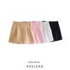 Kaslead Fashion High Waist Pleated Casual Shorts