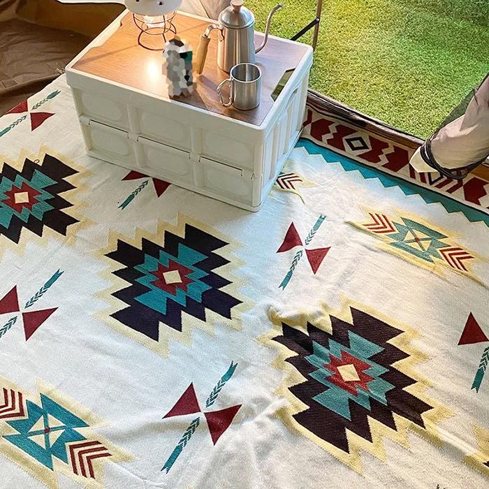 WTEMPO Various Sizes Bohemian Style Blankets Camping Table Cloth Ethnic Style Blanket Sofa Blanket Advanced Tent Cold-proof Blanket