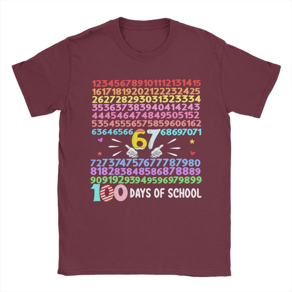 Happy 100 Days of School Smarter 67 Teacher TShirt Men Humorous Cotton Tee Shirt O Neck Short Sleeve T Shirt Gift Idea Clothes