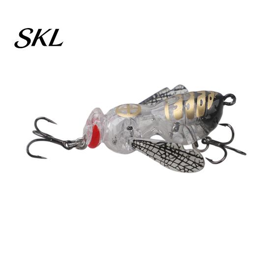 Topwater Fishing Bait 5G/4.8CM Bionic Wasp Lure, Floating Hard Hornet Lure with Acoustic Artificial Insect Noise Steel Ball, for Freshwater Saltwater