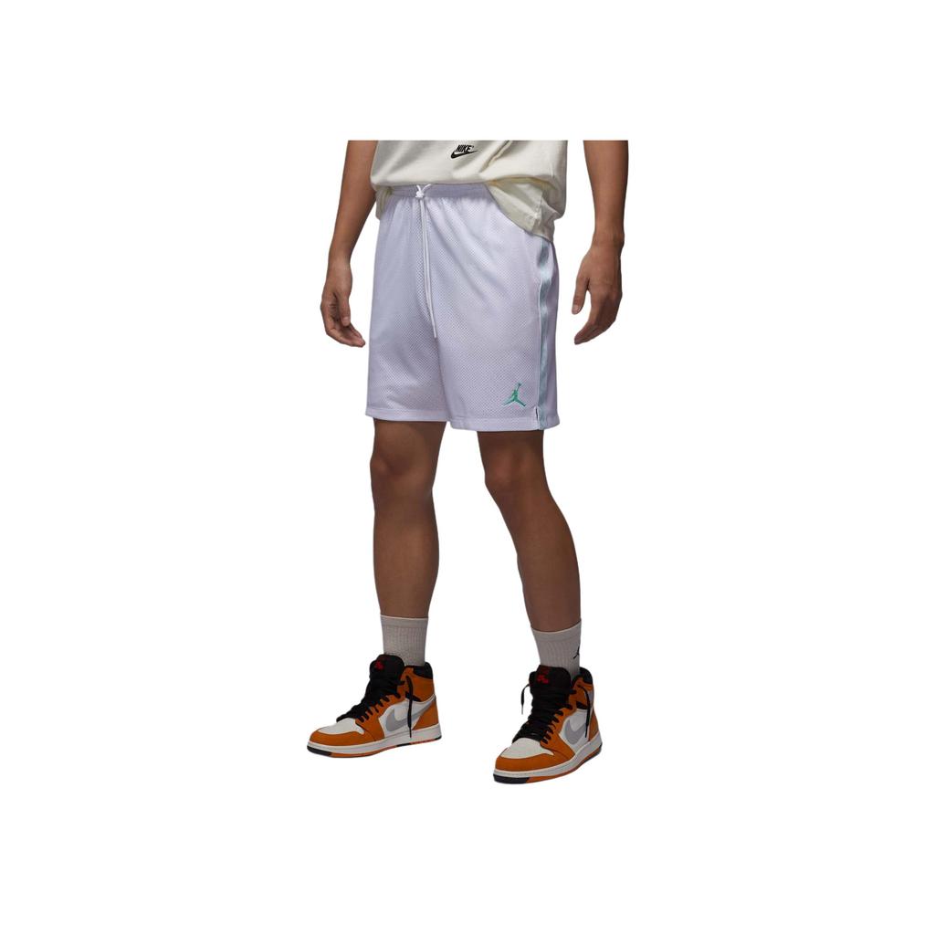Jordan Versatile Mesh Solid Color Embroidered Small Logo Breathable Mid-Rise Fitted Drawstring Sports Shorts Men Shorts White FN4612-100