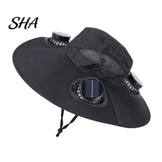 Solar Powered Sun Hat with Detachable Fan Design, 4 Fans UPF 50+ Bucket Hat, UV Protection Adjustable Fit Outdoor Cooling Built-in Panels And
