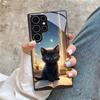 Стеклянный чехол для телефона с рисунком черной кошки, подходит для Samsung Galaxy S26 S25 S24 S23 S22 S20 FE/Ultra/Plus, пылезащитный и ударопрочный