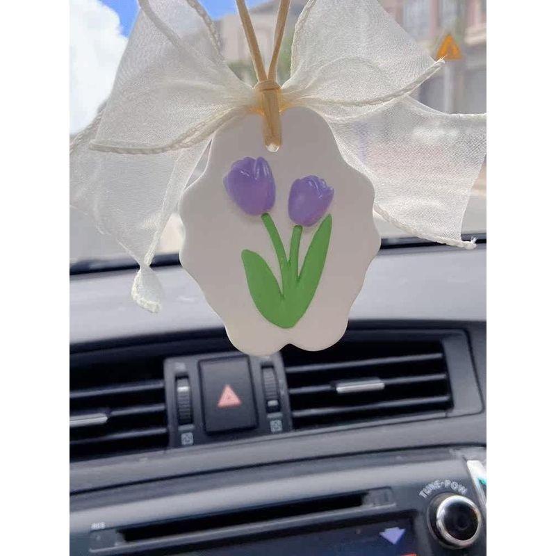 Car Air Freshener Perfume Tulip Pendant Aroma Diffuser Car Rearview Mirror Decoration Goddess Fragrance Hanging Ornament