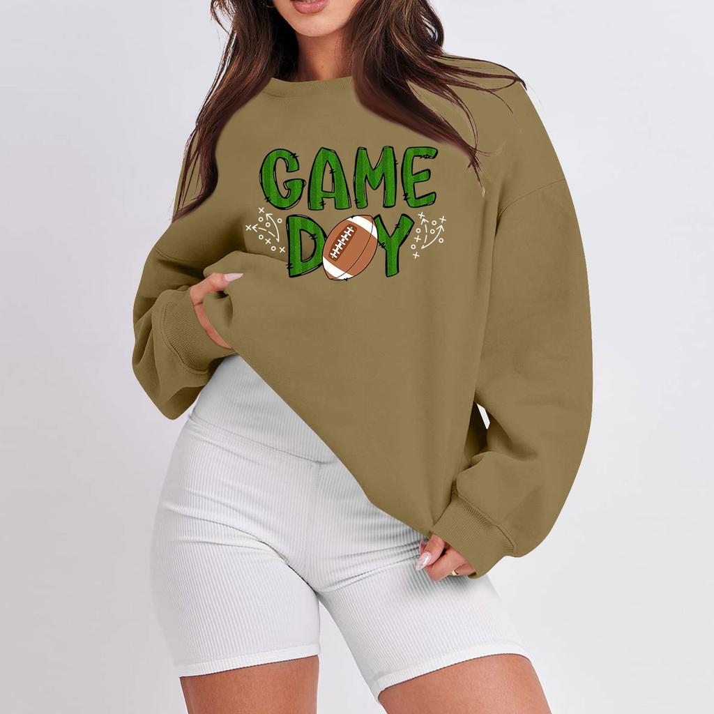 Women's Casual Fashion Long Sleeve Print Round Neck Loose Sweatshirt Top