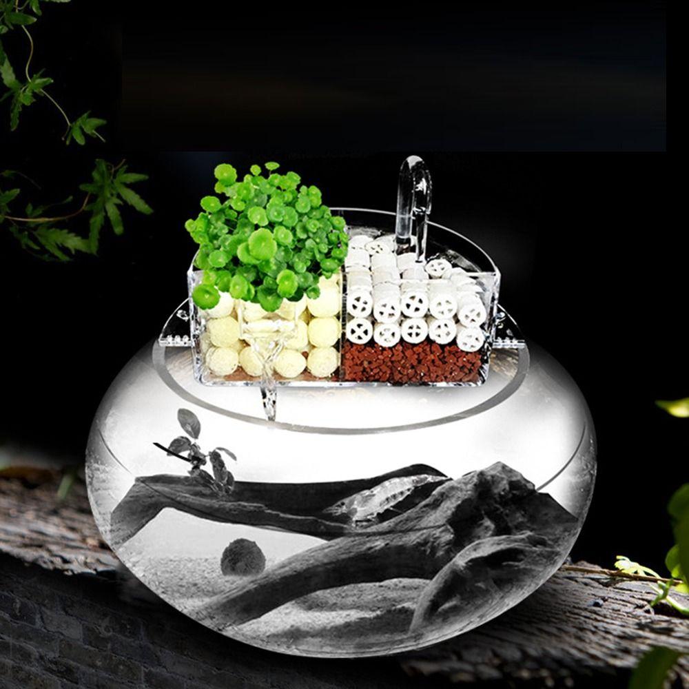 3-in-1 External Filter Box High Transparency Water Circulation Acrylic Fish Tank Top Filter Silent Waterfall Edge Hole