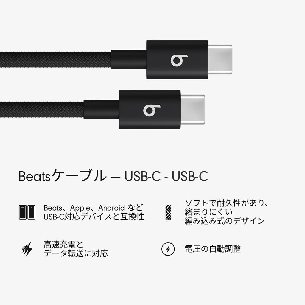 Зарядный кабель Beats USB-C на USB-C в оплетке, 2 шт., Быстрая зарядка, Прочный, Не запутывается, Зарядное устройство для совместимых устройств Apple и Android (1,5 м) — Б
