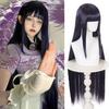 Черный и фиолетовый длинный прямой синтетический парик Наруто-Хьюга Хината косплей мультяшный парик с прямой челкой длинный прямой парик