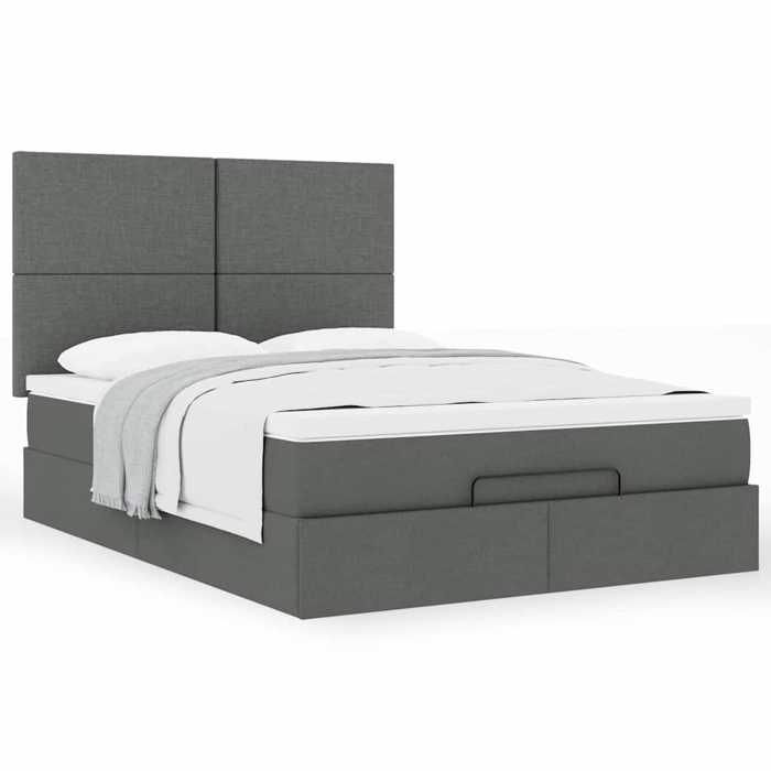 Maison Exclusive - Cadre de lit ottoman avec matelas gris foncé 140x190 cm tissu