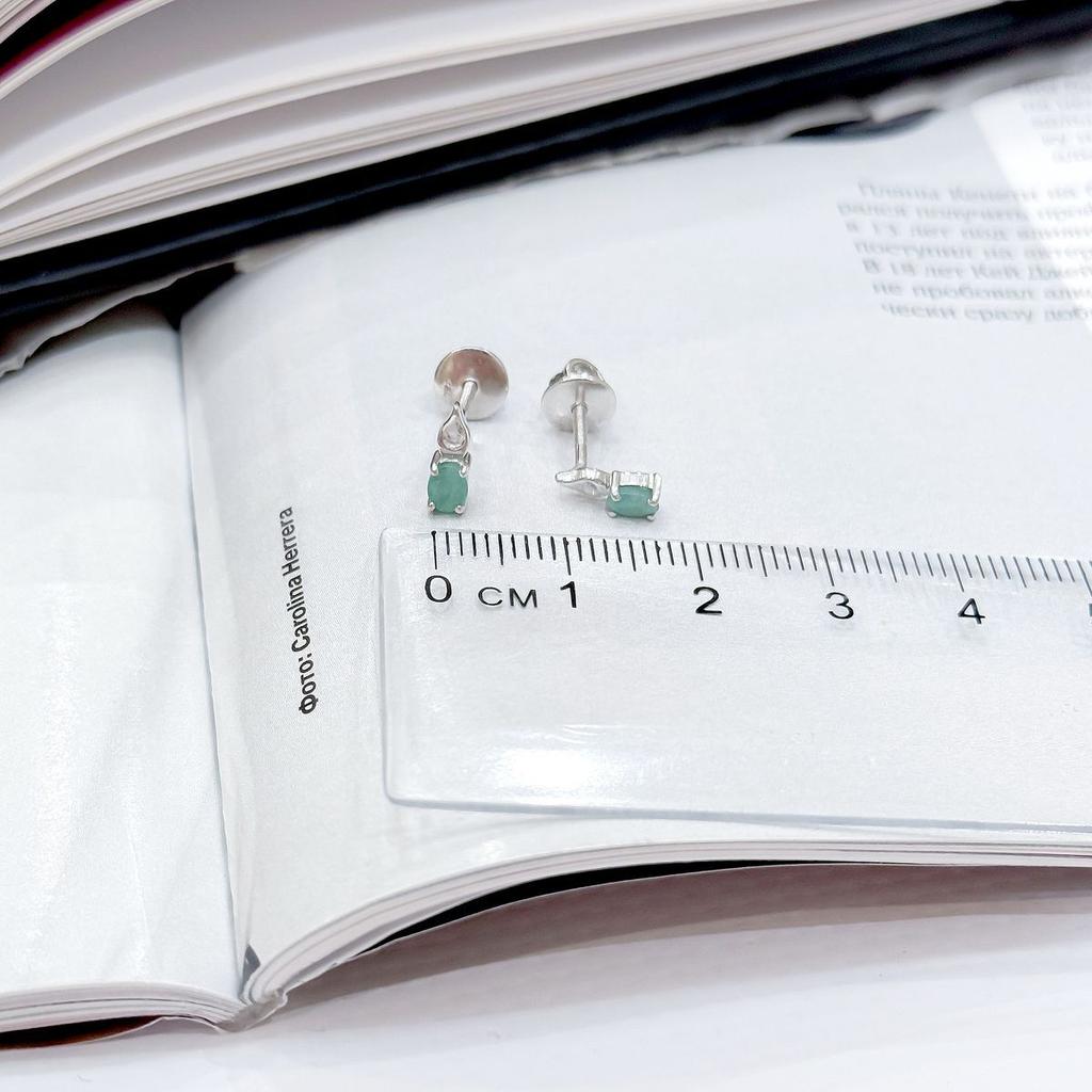 Серебряные серьги с натуральным изумрудом 0.405ct (2168614)