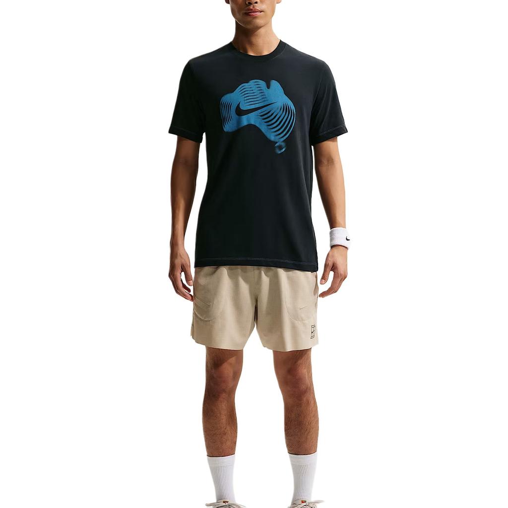 Nike Мужская теннисная футболка с коротким рукавом Nike Court Dri-FIT, с круглым вырезом, быстросохнущая, вязаная, топ IH2088-475