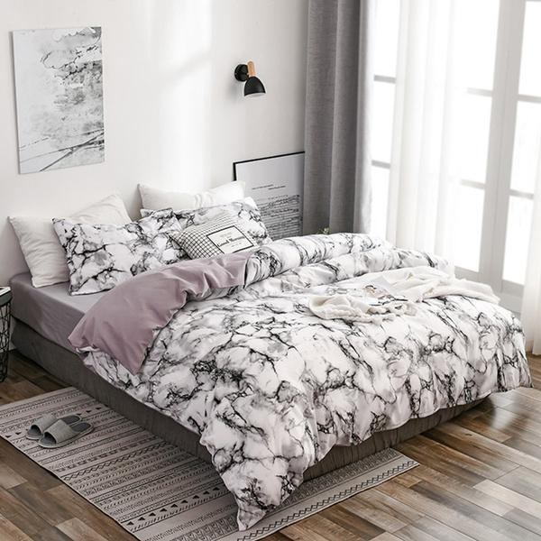 6 цветов, комплект пододеяльников с подушкой, пододеяльник с мраморным принтом, одинарный, двойной, полный комплект постельного белья размера «queen-size», на молнии