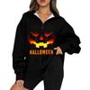 Women's Fashion Casual Long Sleeve Halloween Printed Zipper Turtleneck Drop Shoulder Sweatshirt Top