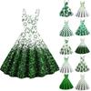 Women's Fashion St. Patrick's Day Print Sexy Off Shoulder Vintage Dress